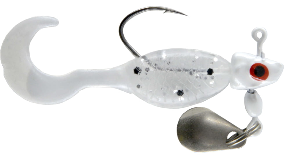 CHUBBS Panfish Wiggler, 3 Pack, 1/16 oz, #4 Hook, White + Clear/White, YWG116-WCW