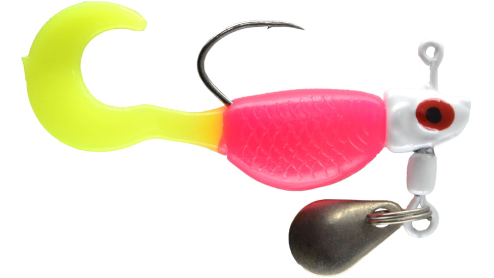 CHUBBS Panfish Wiggler, 3 Pack, 1/16 oz, #4 Hook, White + Pink/Chart Mf, YWG116-WPCM