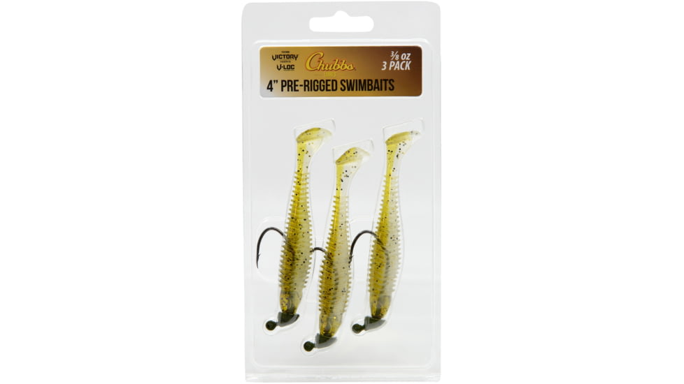 CHUBBS Rigged Swimbait, 3-Pack, 4in, 3/8 oz, 5/0 Hook, Houdini, YSB3840HD-3