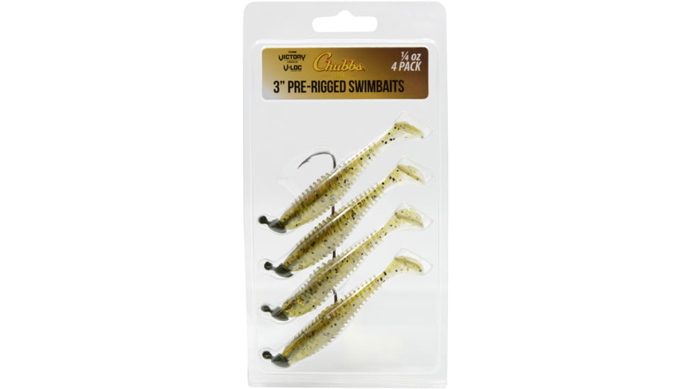 CHUBBS Rigged Swimbait, 4-Pack, 3in, 1/4 oz, 4/0 Hook Size, Houdini, YSB1430HD-4