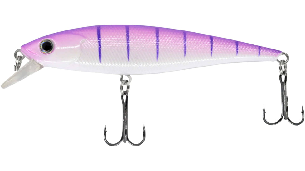 CHUBBS Shallow Minnow, 3 1/2in, 1/3oz, #6 Hooks, Purple Tiger, YMN35-PUT