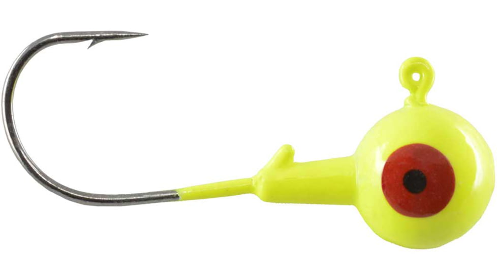 CHUBBS Solid Colors Round Jigs, 1/32oz, #6 Hook Size, 10-Pack, Chartreuse, Y-RGHD32-10-10