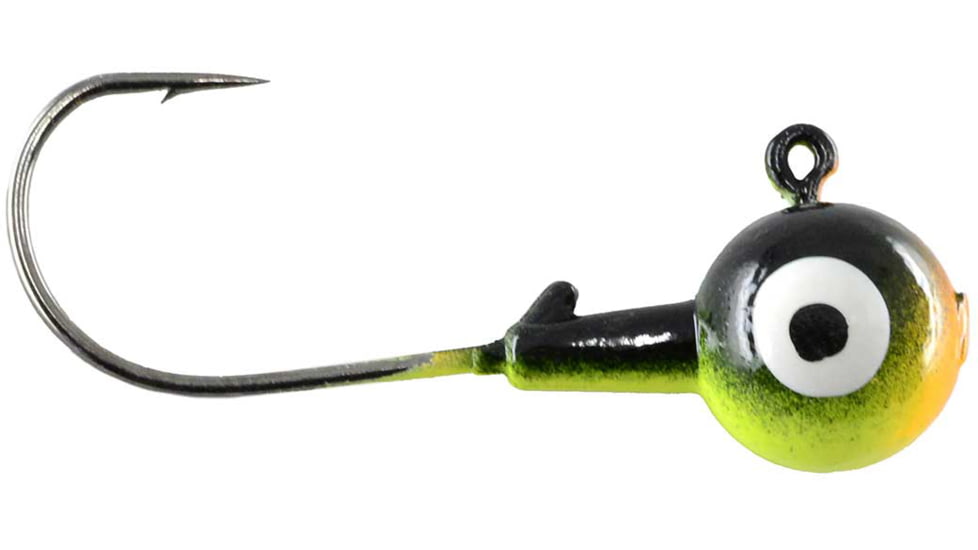 CHUBBS Two-Tone Colors Round Jigs, 1/16oz, #4 Hook Size, 10-Pack, Firetiger, Y-TJH1610-1283