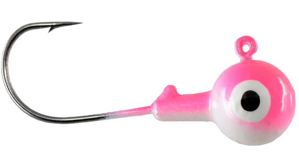 CHUBBS Two-Tone Colors Round Jigs, 1/16oz, #4 Hook Size, 10-Pack, Pink/White, Y-TJH1610-IL6