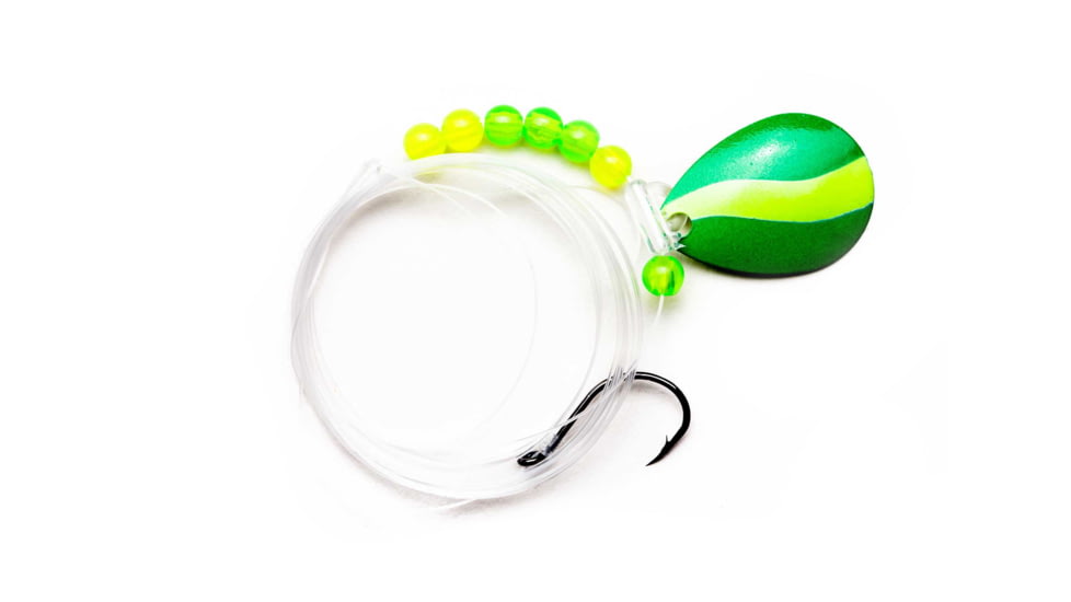 CHUBBS Walleye Rig, 2 Hooks, 60in Length, Chart/Green Stripe, YSC3D-52