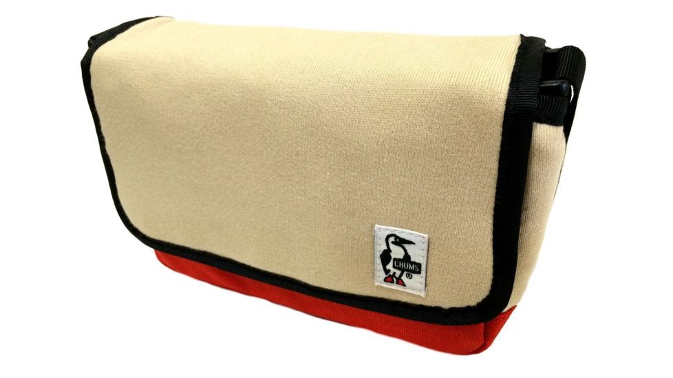 Chums Small Camera Shoulder Sweat Nylon-White Shell/Red Coral