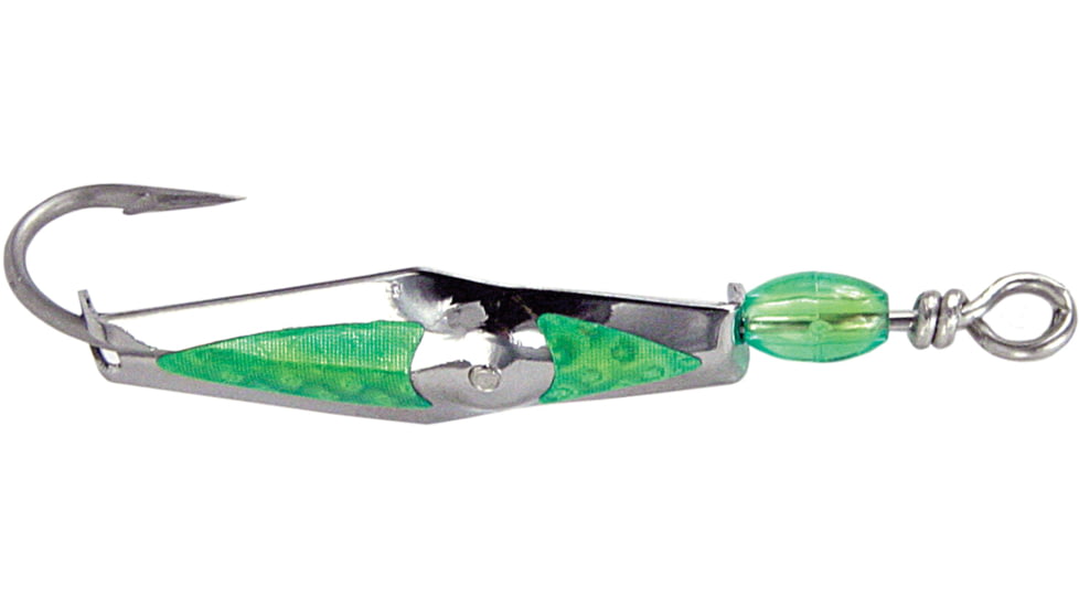 Clarkspoon FlashSpoon, 2/0 Hook, 2.5in Blade, # 0 Silver ClarkSpoon, 2/0 Hook, 2.5in Blade, Green Flash Tape, 0RBMS-GF