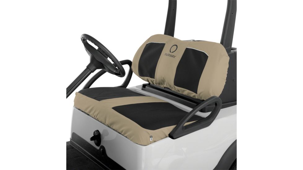 Classic Accessories Fairway Golf Cart Neoprene Bench Seat Cover, Black/Khaki 4010576
