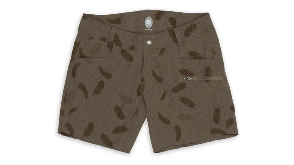 Club Ride Apparel Eden Shorts 7in - Womens, Canteen Feather Print, Small, 4449458978887