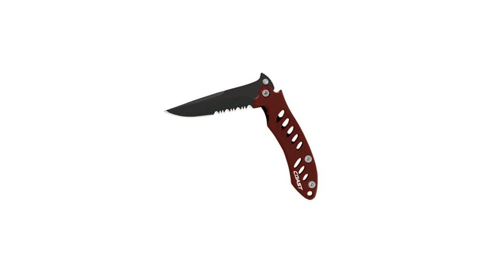 Coast Compact Tacitcal, Red Handle &amp; Blade, ComboEdge CT-C20146PL