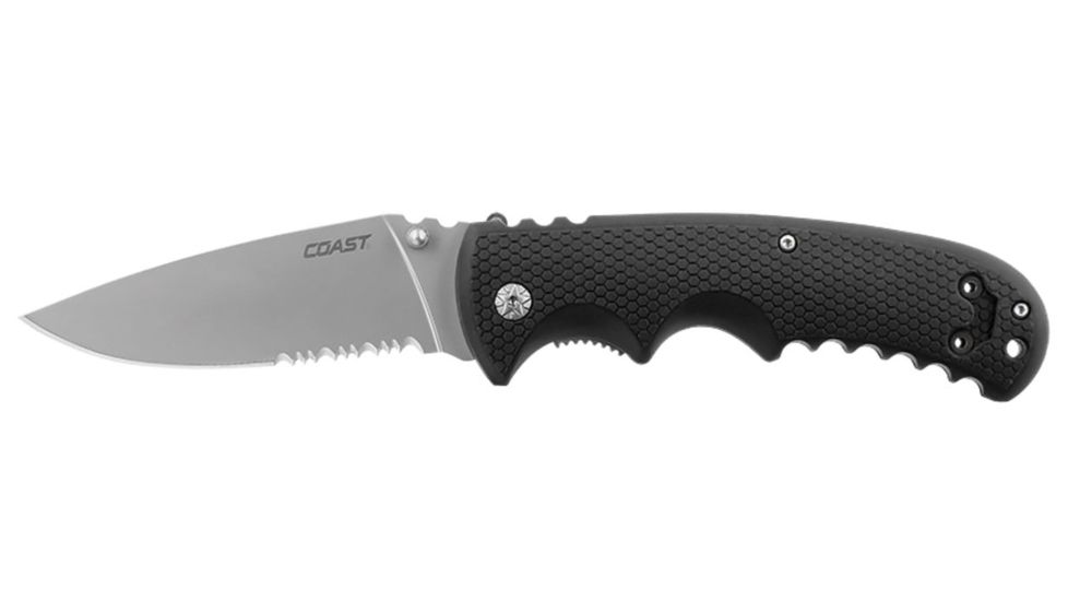 Coast DX318 Double Lock Folding Knife CP 3.75 in Blade,Black,Clam 21484