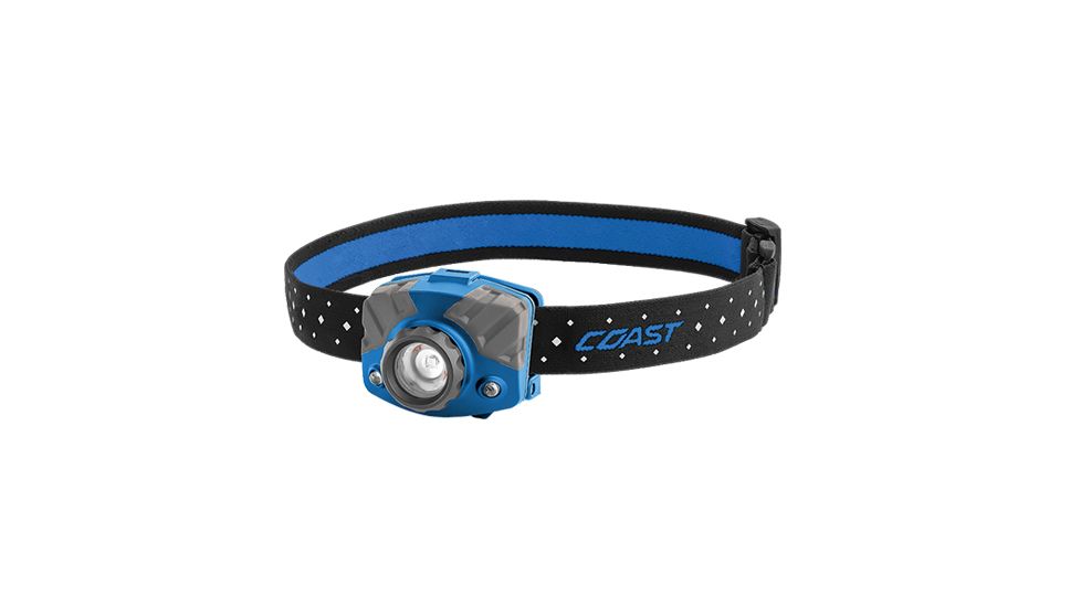 Coast FL75R Rechargeable Pure Beam Focusing Headlamp, 530 Lumens, Li-Ion Pack/3 x AAA, Gift Box, Blue, 20617