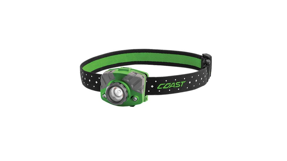 Coast FL75R Rechargeable Pure Beam Focusing Headlamp, 530 Lumens, Li-Ion Pack/3 x AAA, Gift Box, Green, 20819