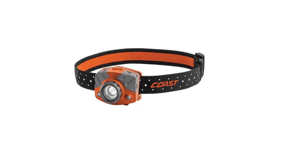 Coast FL75R Rechargeable Pure Beam Focusing Headlamp, 530 Lumens, Li-Ion Pack/3 x AAA, Gift Box, Orange, 20820