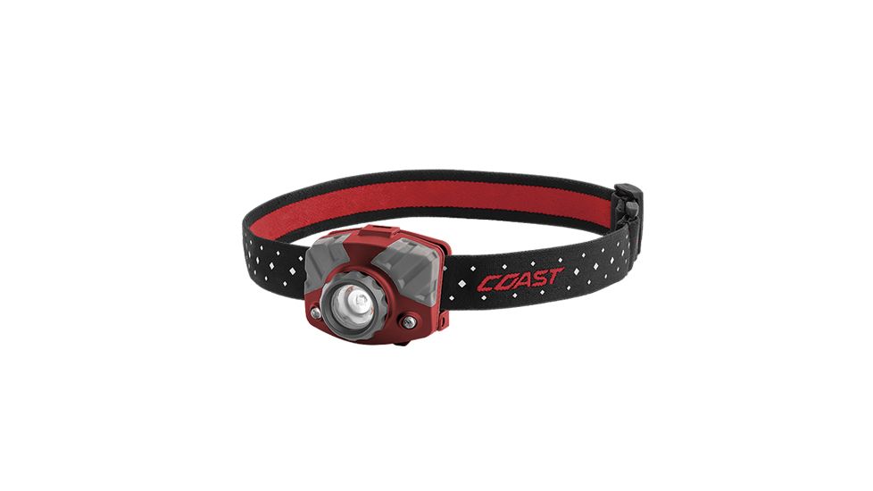 Coast FL75R Rechargeable Pure Beam Focusing Headlamp, 530 Lumens, Li-Ion Pack/3 x AAA, Gift Box, Red, 20618