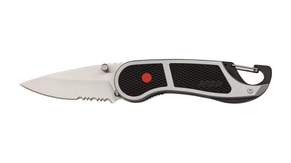 Coast LED Linerlock Folding Knife, 2.5in, Serrated, Matte Aluminum Handle CTT7401