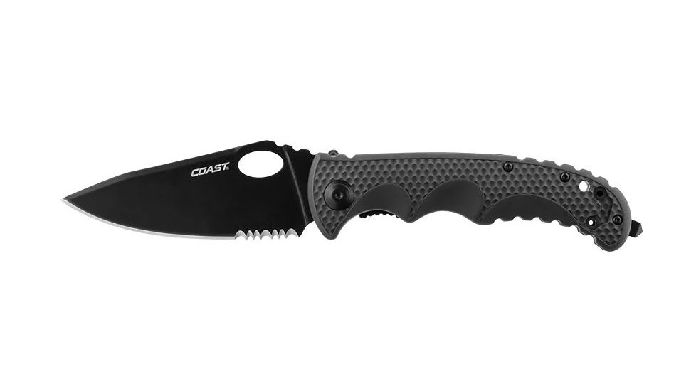 Coast TX395 CP Stainless Steel, Double Lock Folder, 3.9in Blade, Folding Knife, Black, Box 20846