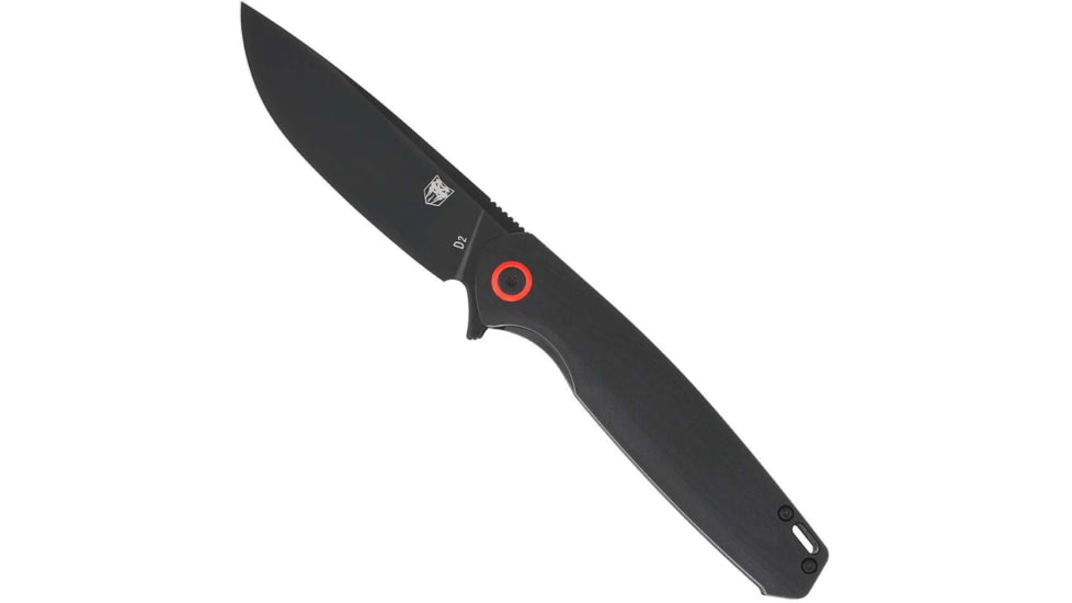 CobraTec Knives Rath Folding Knife, 3.5 in, D2 Steel, Straight Back Blade, G10, Black, CTRATHBLK