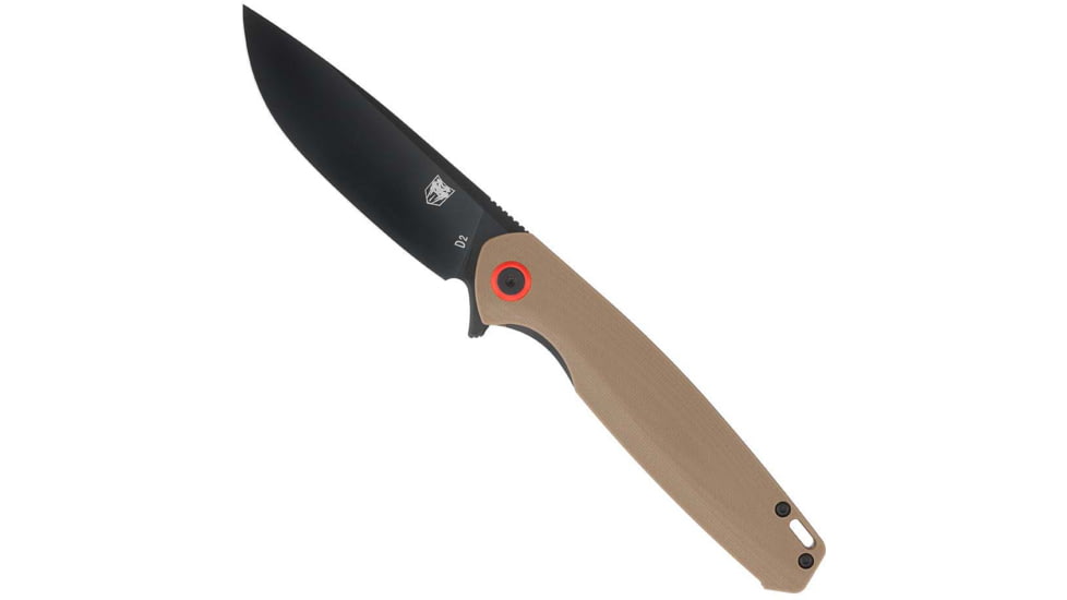 CobraTec Knives Rath Folding Knife, 3.5in, D2 Steel, Straight Back Blade, G-10, Brown Handle, CTRATHBRN