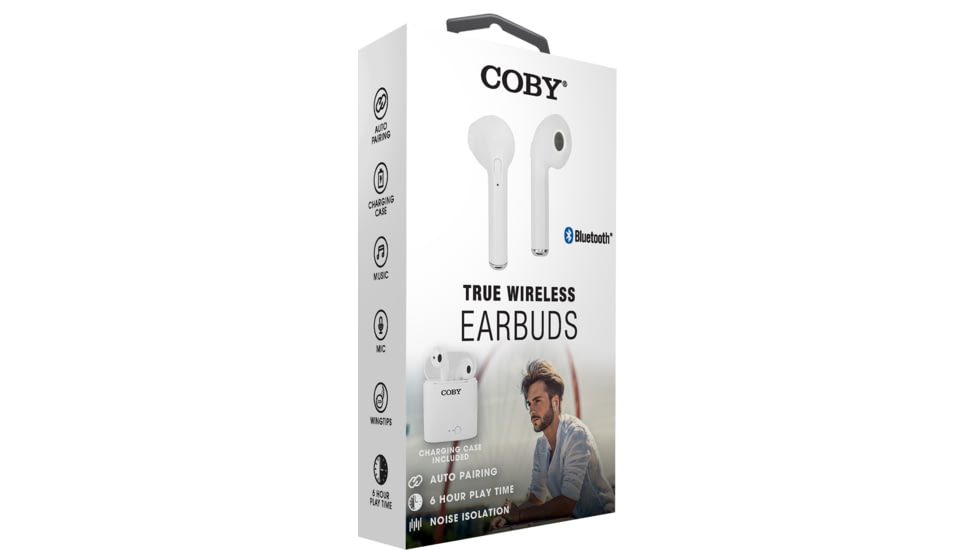 Coby 510 True Wireless Earbuds, White, COBY-CETW510WHT