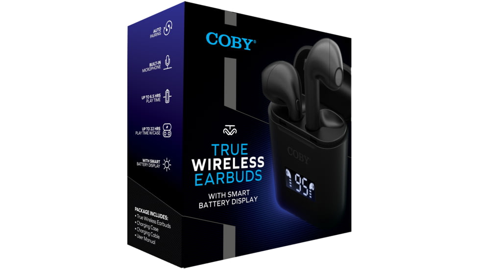 Coby 535 True Wireless Earbuds, Black, COBY-CETW535BK