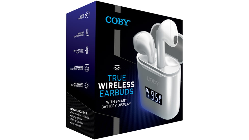 Coby 535 True Wireless Earbuds, White, COBY-CETW535WH