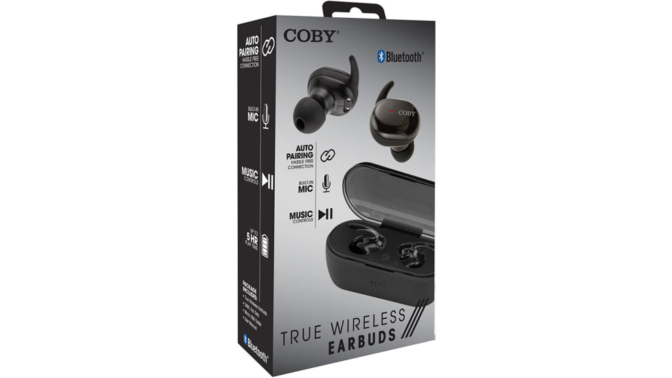 Coby 554 True Wireless Earbuds, Black, COBY-CETW554BLK