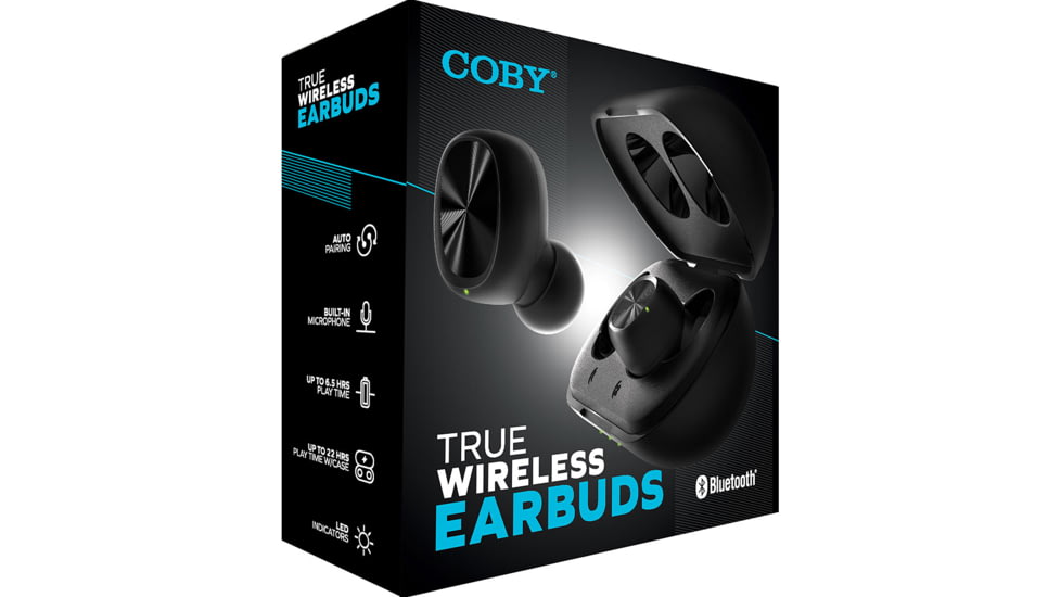 Coby 555 True Wireless Earbuds, Black, COBY-CETW555BK