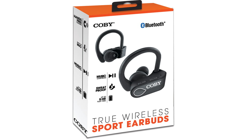 Coby 560 True Wireless Sport Earbuds, Black, COBY-CETW560BLK