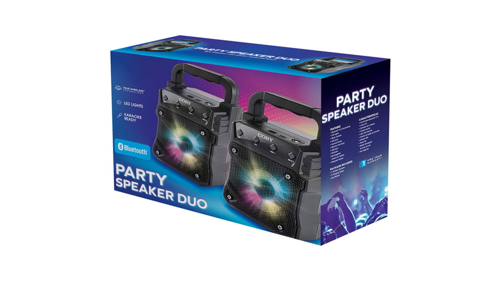 Coby True Wireless Bluetooth LED Party Speaker, Black, COBY-CSTW630BK