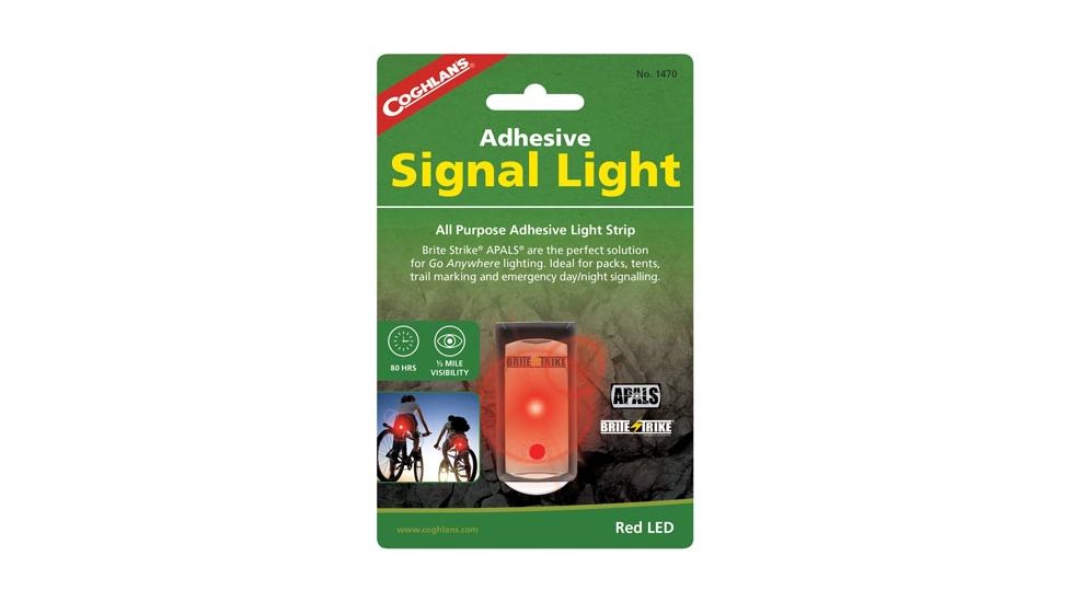 Coghlans Adhesive Signal Light, Red, 125 Mcd, 80 hr. Runtime 189421