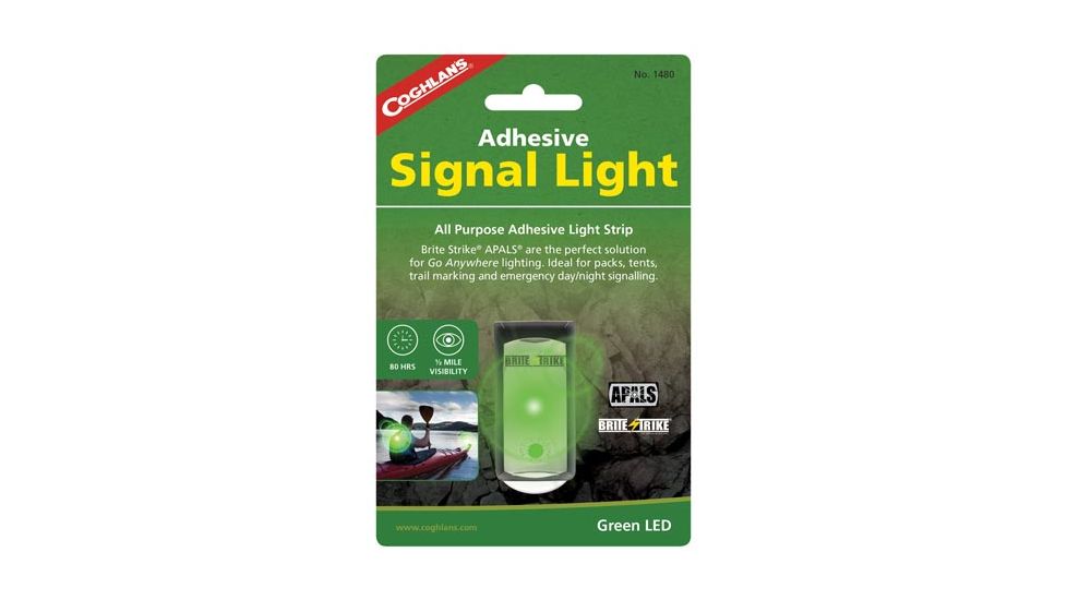 Coghlans Adhesive Signal Light, Green, 375 Mcd, 80 hr. Runtime 189422