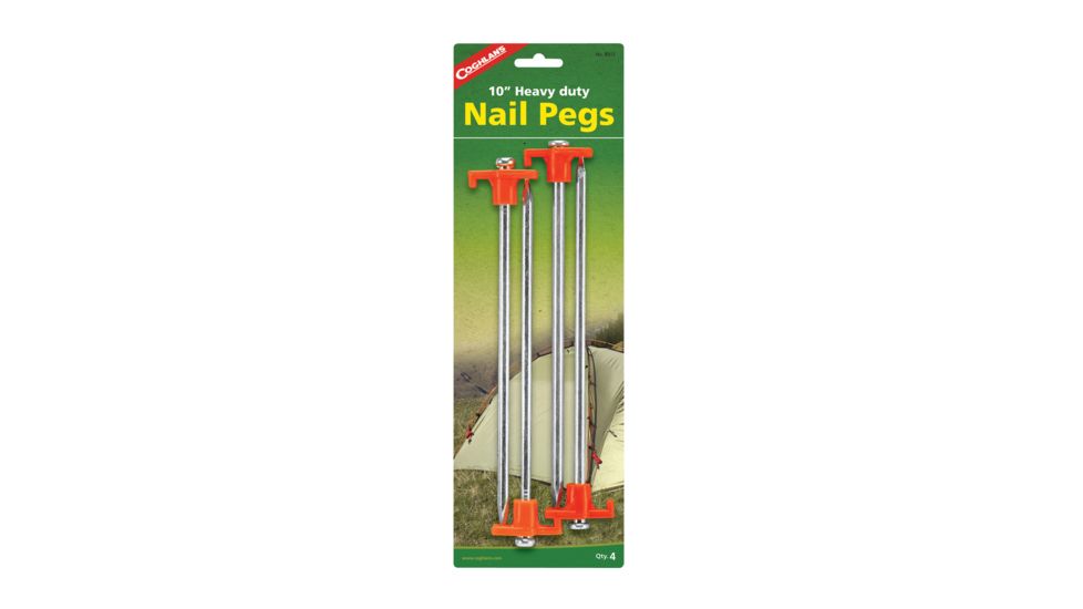 Coghlans Nail Pegs Plated Steel Ten Inch Package Of Four