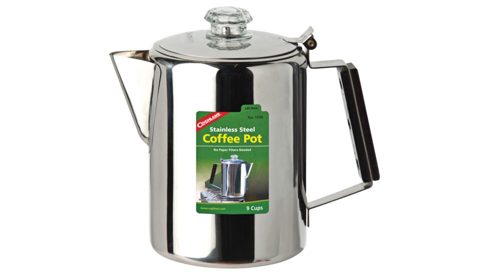 Coghlans Stainless Steel Coffee Pot, 9 Cup, 1340