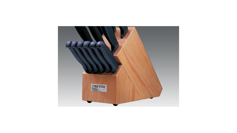 Cold Steel Kitchen Classic Wood Block Only, Holds 12 Knives, CS-59KBL