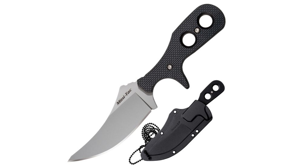 Cold Steel Mini Tac Skinner 6.63in Fixed Blade Knife, Black/Silver, 6.63in, CS-49HSFZ