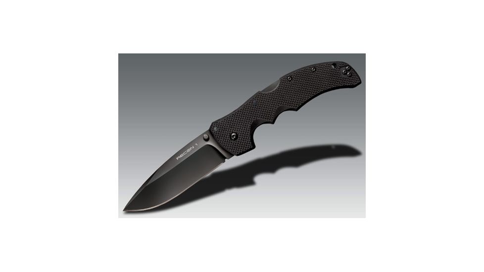 Cold Steel Recon 1 Folding Knife, 4in Spear Point Plain Carpenters CTS XHP Alloy w/ DLC Coating, Black G10 Handle, CS-27TLCS