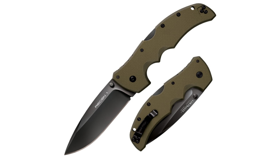 Cold Steel Recon 1 Spear Pt. Plain Knife, Green/Silver, 9 3/8in, CS-27TLSVG