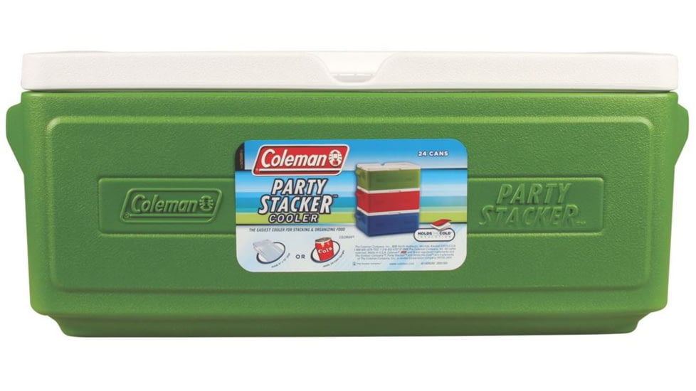 Coleman 24 Can PartyStacker Cooler, Compatible W/ Other PartyStacker Items, Green, 23 Quarts 3000000451
