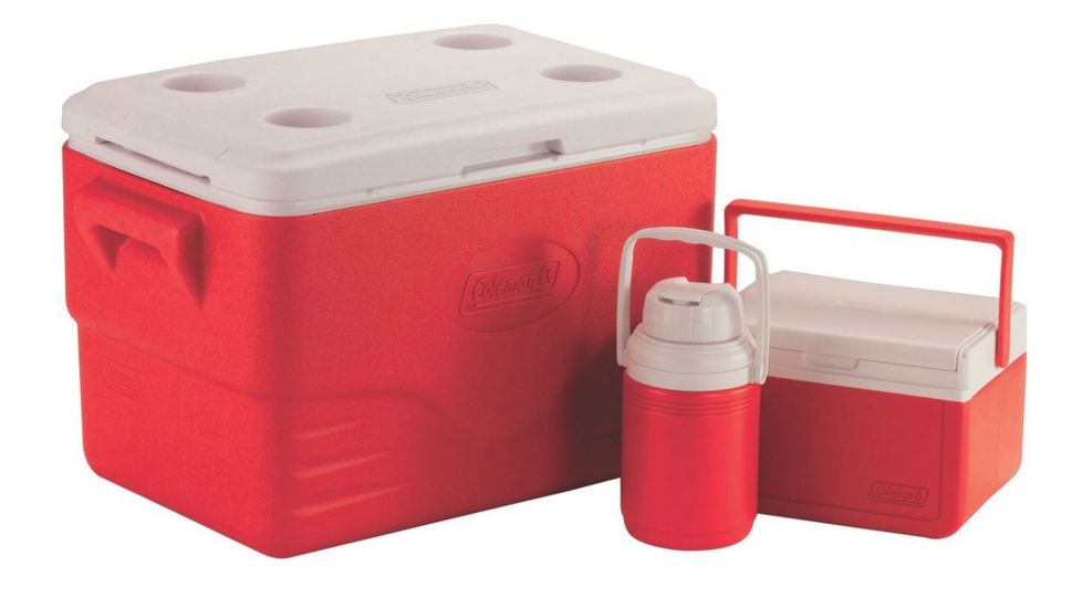 Coleman 3 Piece Cooler Combo, 36  Quart Cooler, 5  Quart Cooler, .3 Gal Jug, Red 6281A753G