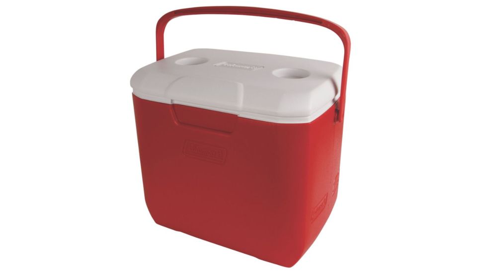 Coleman 30  Quart Cooler 00, 5879, Lid supports up to 250 lbs, Cup Holders, Red, Holds 38 Cans 3000002001