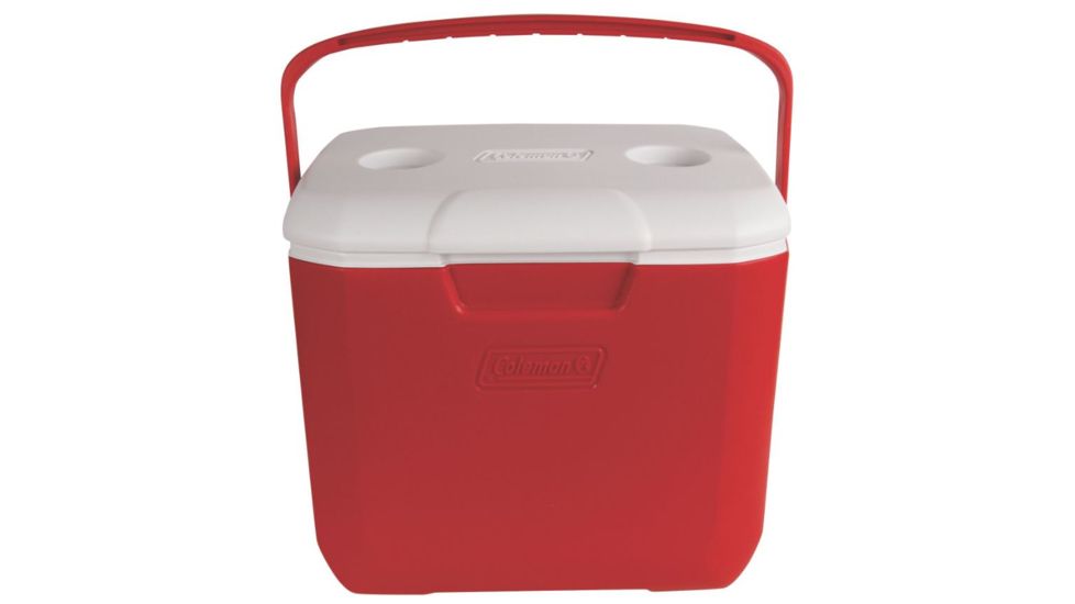 Coleman 30  Quart Cooler 00, 5879, Lid supports up to 250 lbs, Cup Holders, Red, Holds 38 Cans 3000002001