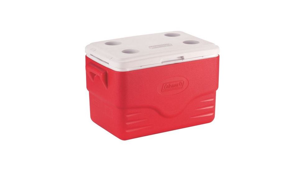 Coleman 36 Quart Cooler, Cup Holders in Lid, Red, Holds 46 Cans 6281A703G