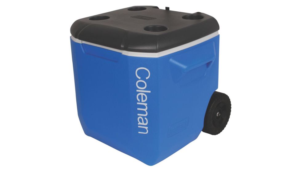 Coleman 45 Quart Wheeled Cooler, 5888, Blue / White / Dark Gray, Holds 70 Cans 3000002557