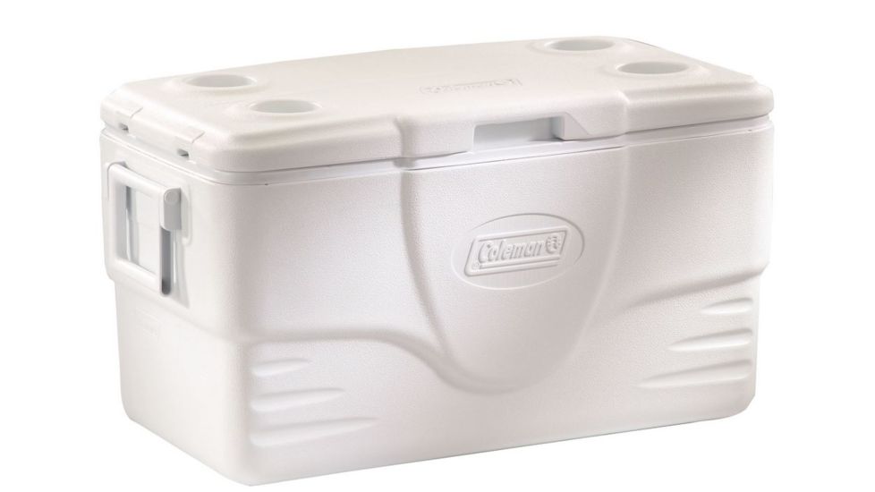 Coleman 50 Quart Marine Cooler, White, Holds 71 Cans 6250A763
