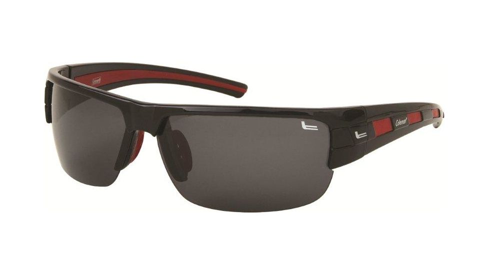 Coleman 6007 Polarized Sunglasses - Black And Red Frame, Smoke Lenses CC1 6007-C2
