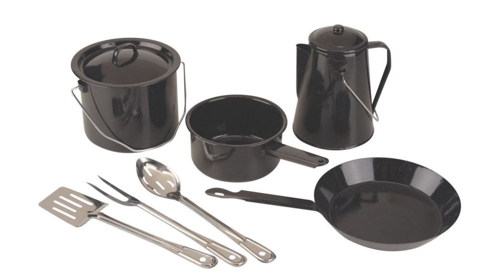 Coleman 8-Piece Enamel Cookware Set, Black Speckle 2000016413