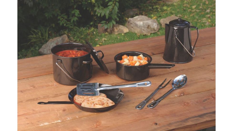 Coleman 8-Piece Enamel Cookware Set, Black Speckle 2000016413