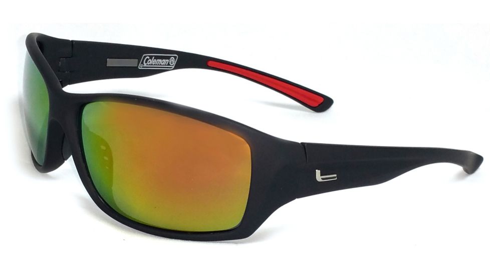 Coleman Adventurer Sunglasses, Matte Black Frame, Red Revo Lens Lens, Polarized, C6051-C2