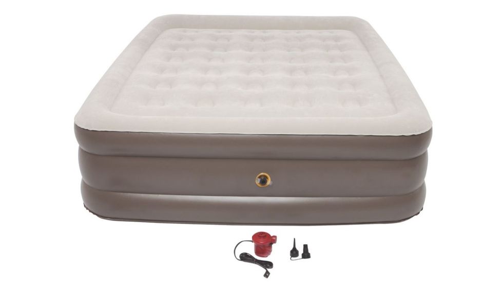 Coleman Airbed Double High PillowStop Air Mattress W/ 120V Pump Combo, Supports up to 600 lbs, Queen, Tan 2000025764